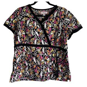 Koi By Kathy Peterson Womens Scrub Top Super Cute Nurse /Dental Colorful XL